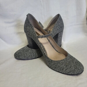 Louise Et Cie Womens Lo-Jayde Gray Brooks Tweed Mary Jane Strappy Block Heels 10